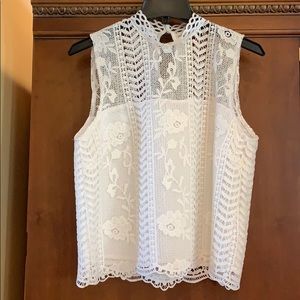 White, Lace, Tank Top, blouse